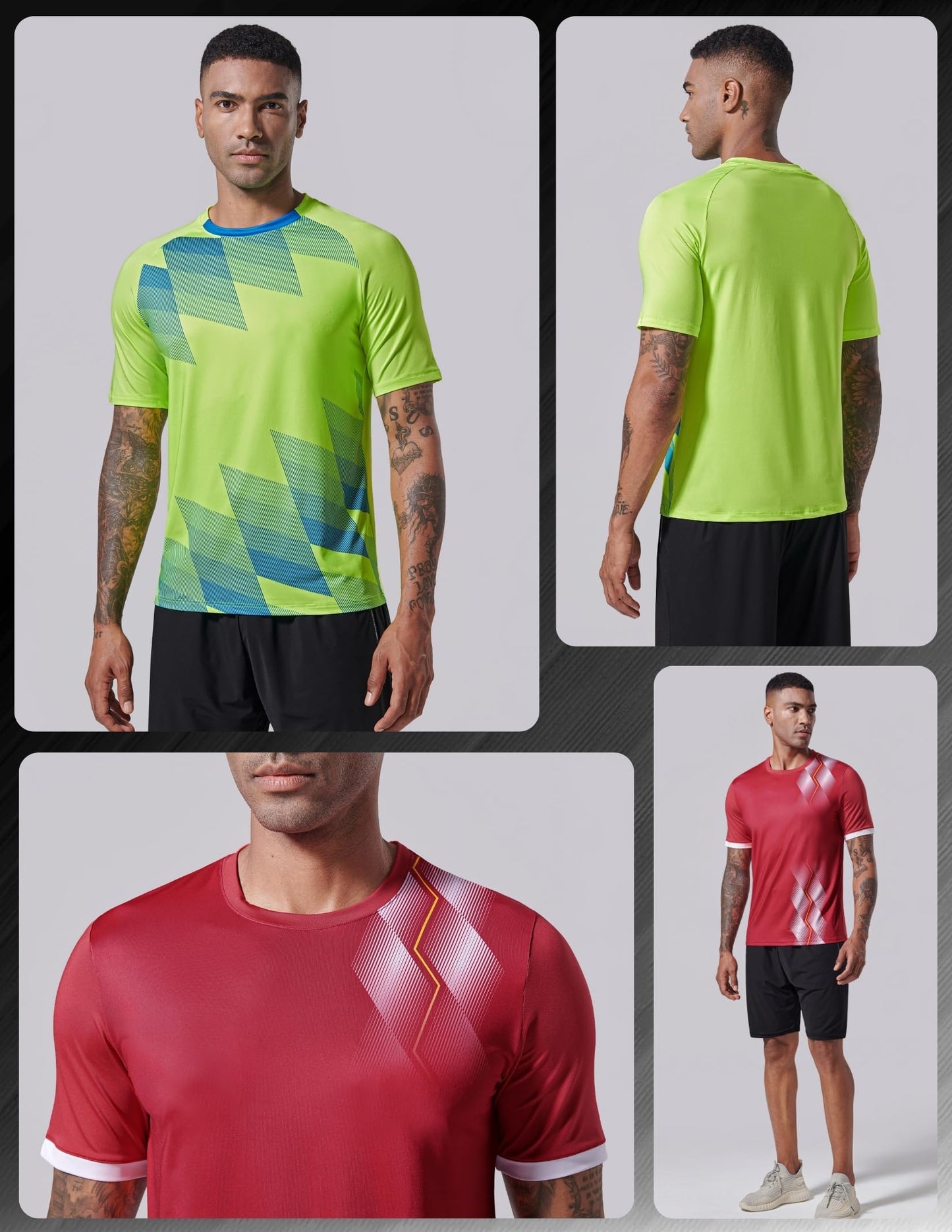 5 Pack Men’s Active Quick Dry Crew Neck T Shirts | Athletic Running Gym Workout Short Sleeve Tee Tops Bulk (Set 13, XX-Large)