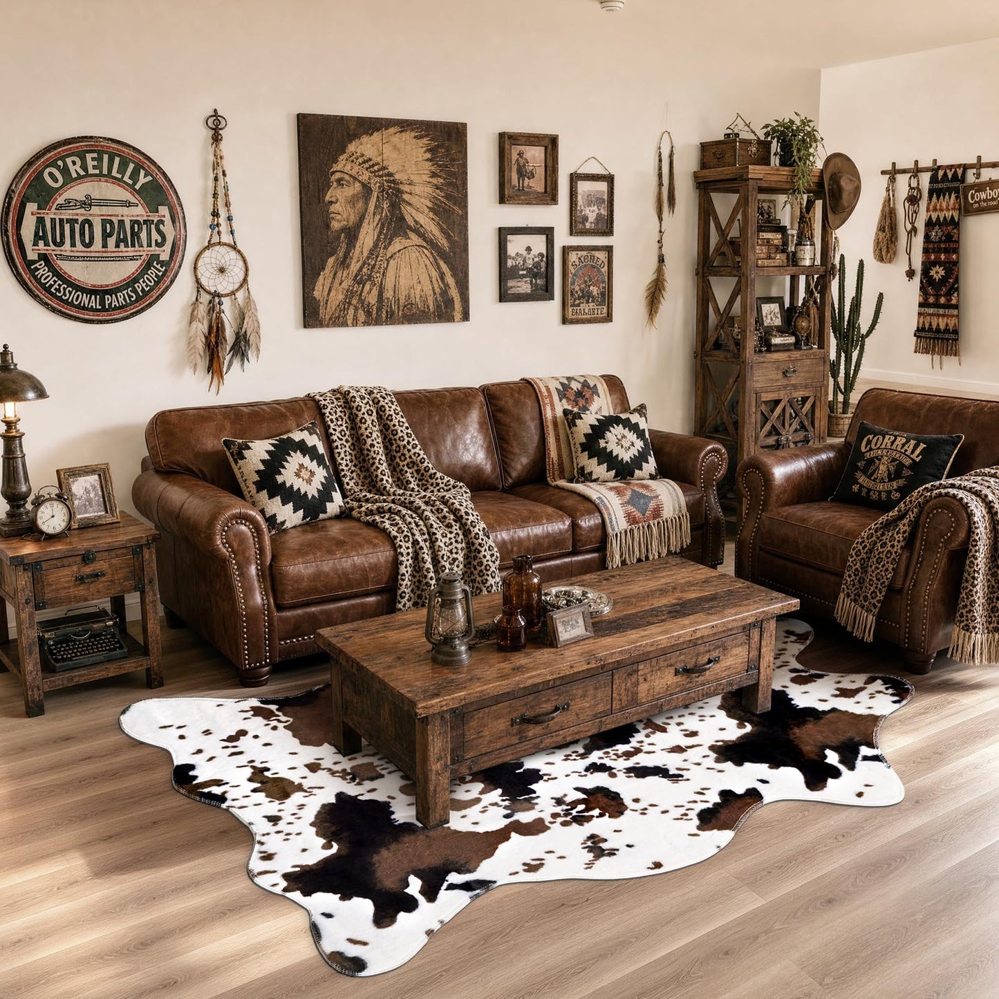 MACEVIA Cowhide Rug Cute Cow Print Rugs Western Decor for Living Room Bedroom Faux Animal Area Carpet Non-Slip 43.3" L x 29.5" W(3.6ft x 2.4ft)
