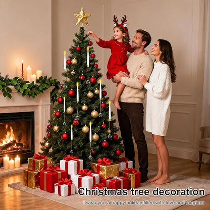 12 Pack Christmas Tree Candles，LED Flickering Flameless Candle Lights，Remote with Timer，Battery Operated Flameless Taper Window Candle for Christmas Tree Decoration&Wedding Party Décor