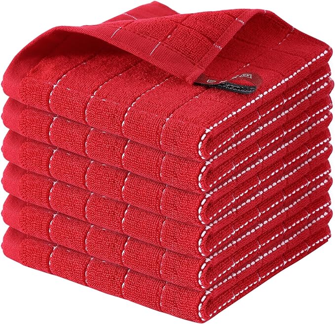 Homaxy 100% Cotton Terry Kitchen Dish Cloths, Ultra Soft and Absorbent Dish