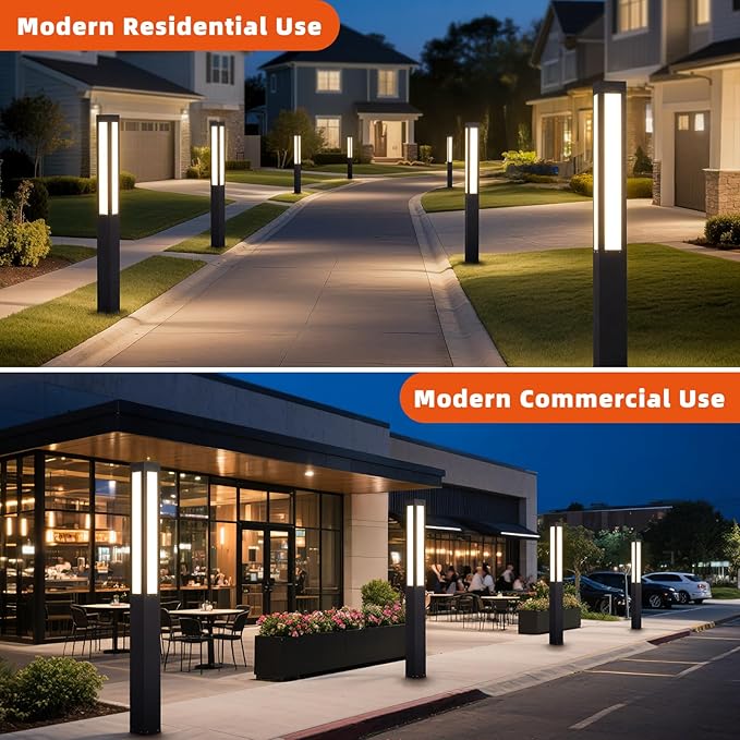71" Outdoor Pathway Lights, Tall Landscape Path Light Waterproof, Modern Driveway Bollard Lights, Aluminum Walkway Lamp 15W LED Lighting Sideway Light for Lawn Garden Patio Yard Illumination
