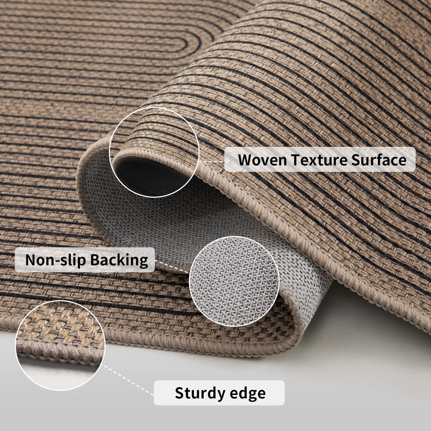 Tangsoo Rainbow Easy Jute Area Rug 4x6 Washable Rug for Indoor Outdoor Patio,Non-Slip Thin Farmhouse Floor Carpet,Boho Throw Mat for Front Porch Kitchen Bedroom Foyer Sunroom