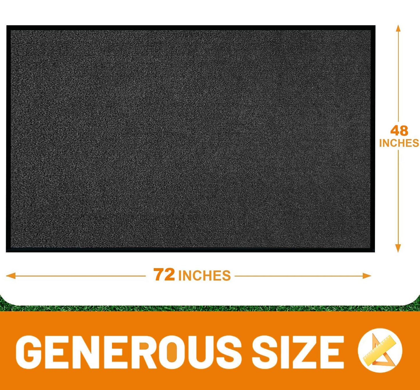 Front Door Mat, 4' x 6' Extra Large Commercial Industrial Rug Heavy Duty Outdoor Indoor Entryway Doormat Low Profile Welcome Entry Door Mat Non Slip Backing for Entrance Home Office,Black