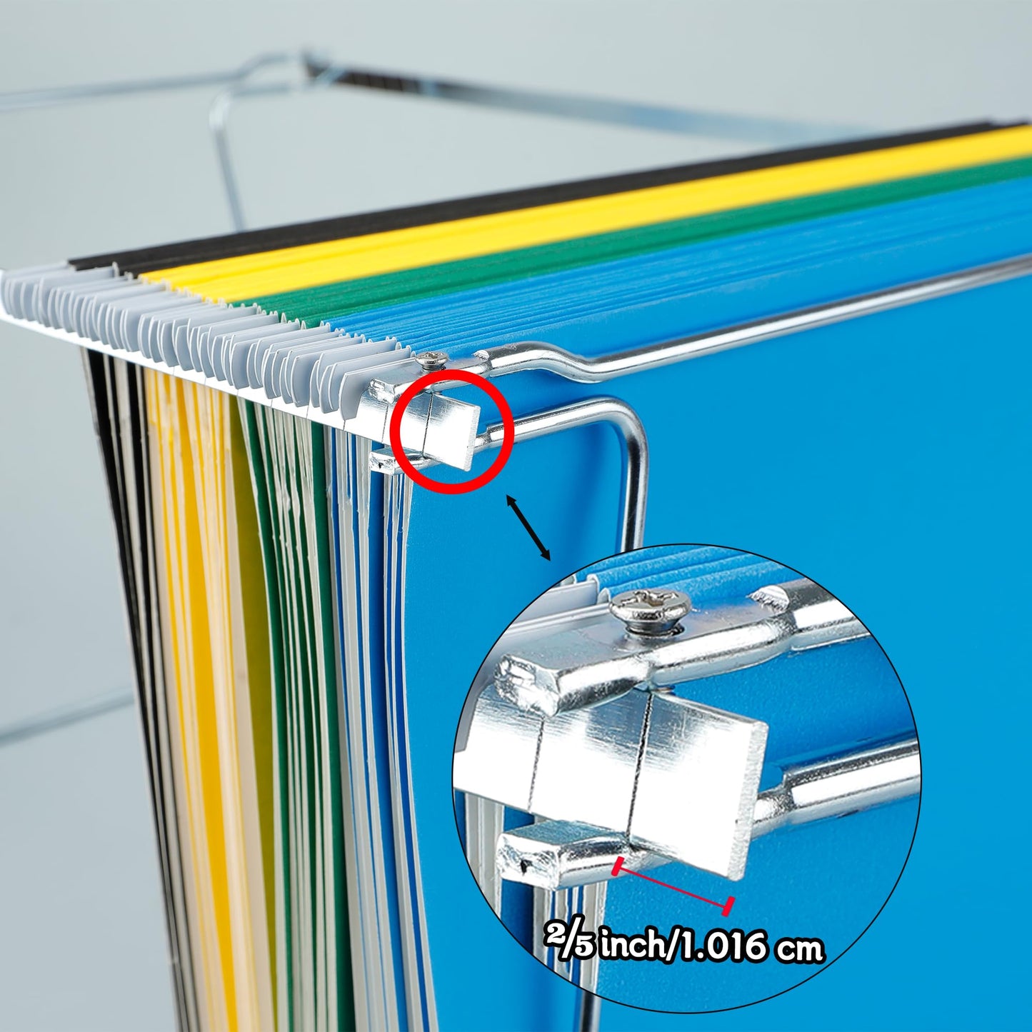 Heavy Duty Steel Hanging File Frame,Letter Size Hanging File Folder Frame,Adjustable Length 11" to 18",2 Packs(Without Folders)