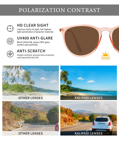 KALIYADI Sunglasses Womens Polarized Womens-Sunglasses: Trendy Sun Glasses with UV400 Retro Style for Party Beach Shopping