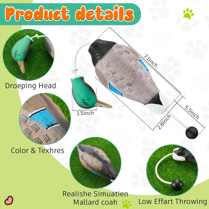 Blueweenly 3 Pcs Canvas Bumper Dummy Bumper Dog Float Toys for Hunting Retriever Training Dog Retriever Outdoor Training Toy Hunting Recognition Trainers(White,Mallard)