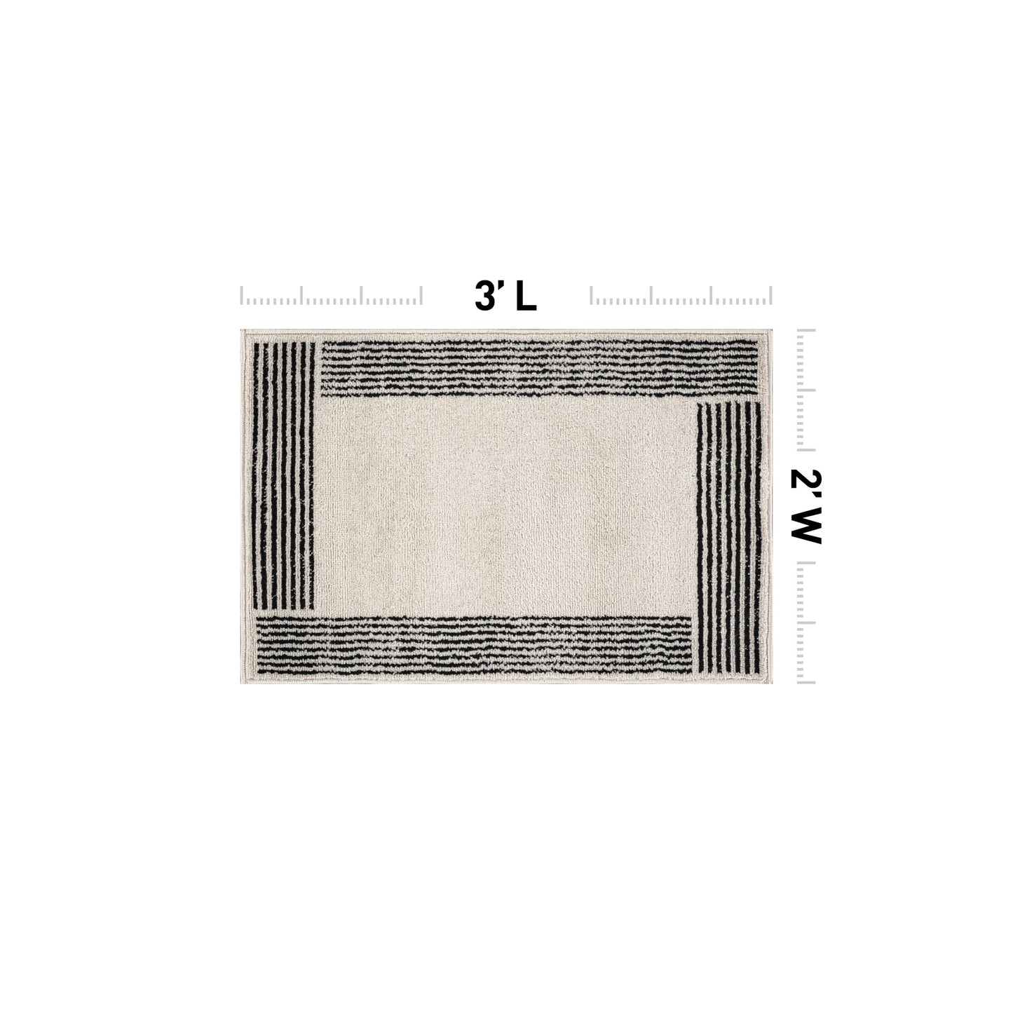 Rugshop Modern Minimal Bordered Indoor Area Rug for Entryway,Kitchen,Doormat Low Pile Rug with Jute Backing 2' x 3' Cream