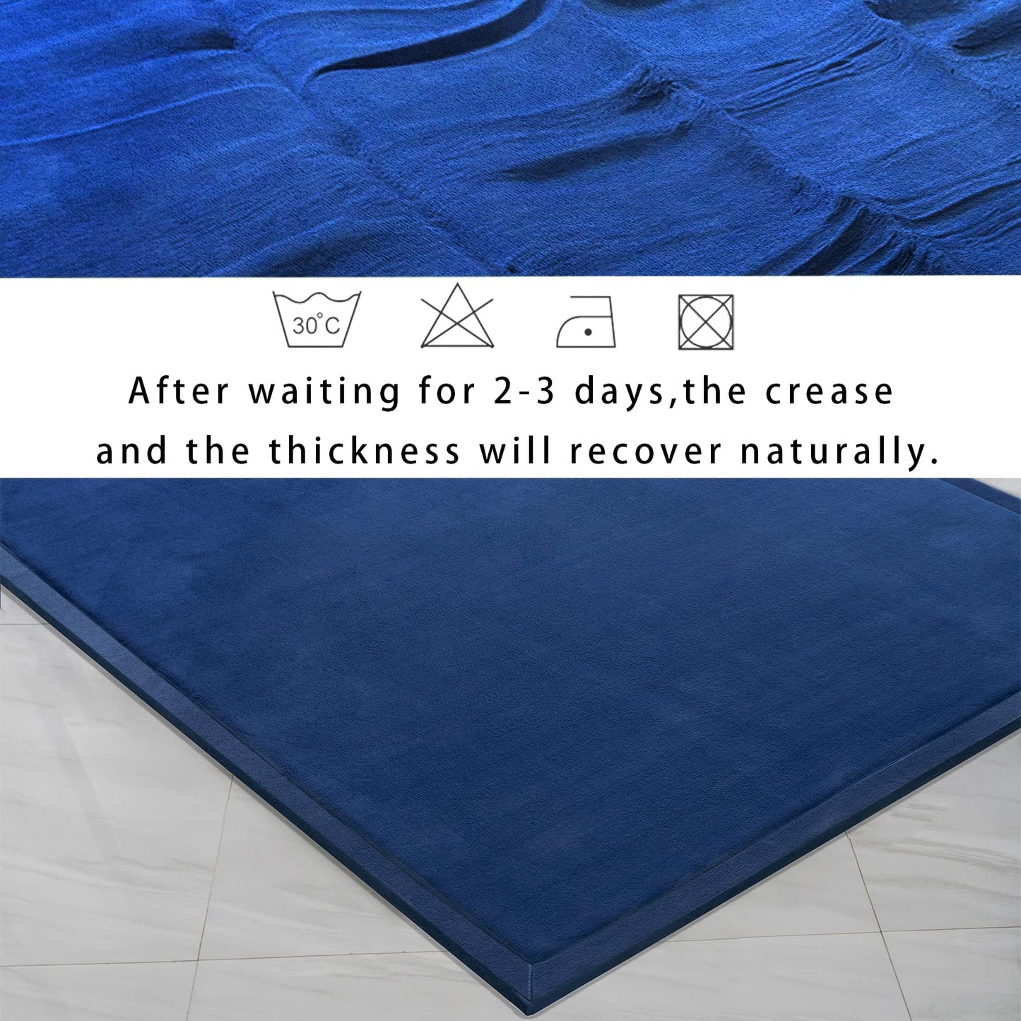 Eanpet Soft Tatami Area Rug Pad Non-Slip Memory Foam Carpet Large Playmats for Kids Crawling Non-Skid Doormats Living Room Bedroom Women Gym Mat (Navy Blue)