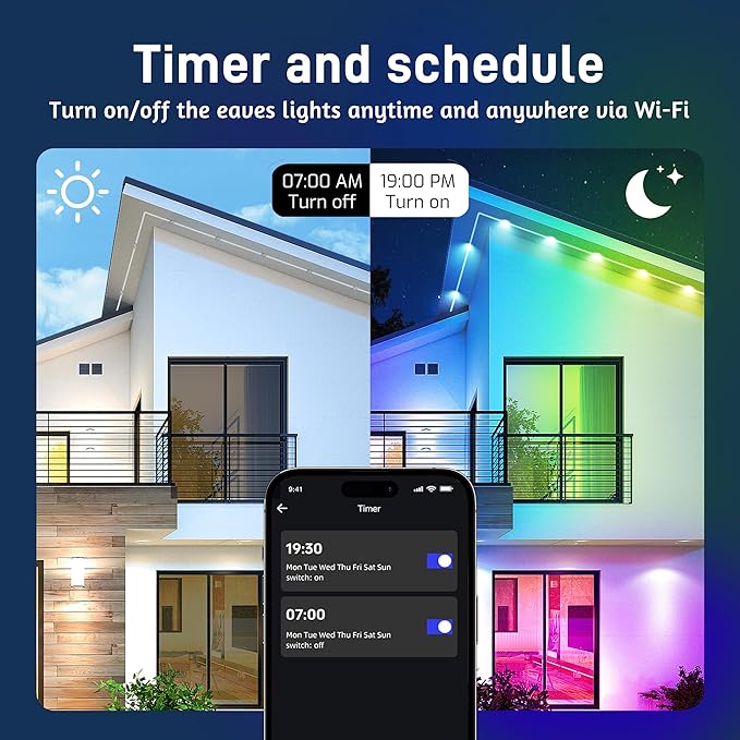 Permanent Outdoor Lights for House, 100ft Smart RGB&IC LED Eaves Light, Daily and Accent Lighting, 212 Scene Modes, Alexa & Google Assistant Compatible, Daily Party Halloween Christmas Decor