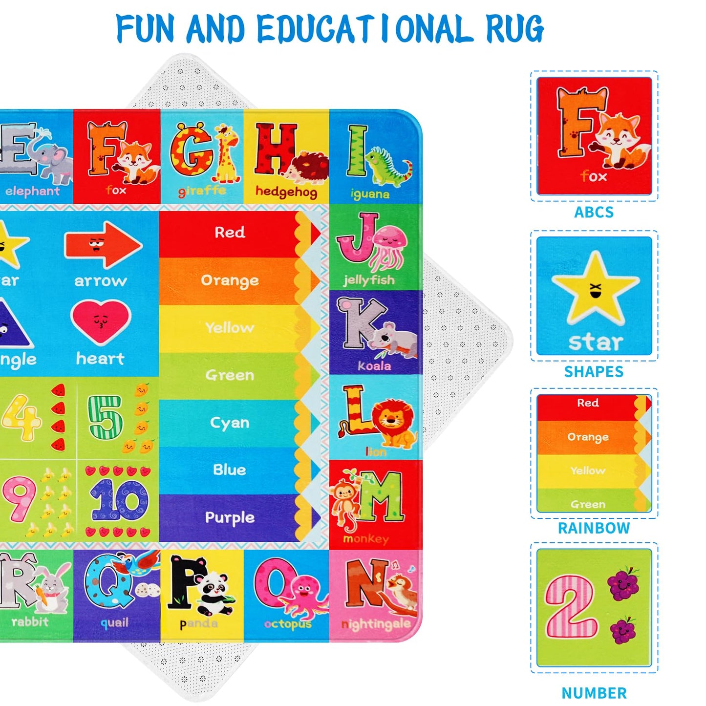 Kids Rug for Playroom, 5' X7' ABC Educational Play Mat, Non-Slip Soft Rugs for Kids Room, Floor Rug for Bedroom, Classroom, Alphabet Carpet for Boys Girls (78.7X59 Inch)