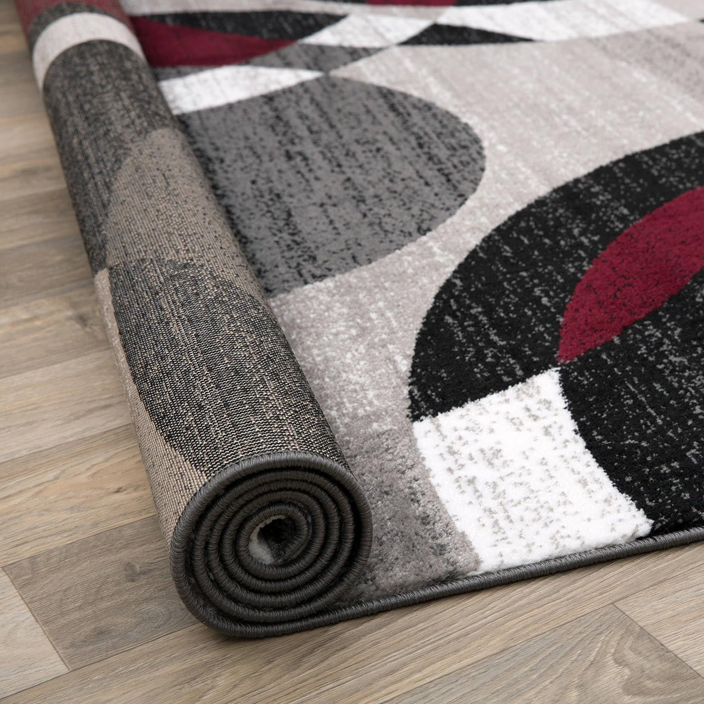 Rugshop Contemporary Abstract Circles Perfect for high Traffic Areas of Your Living Room,Bedroom,Home Office,Kitchen Runner Rug 2' x 7'2" Red