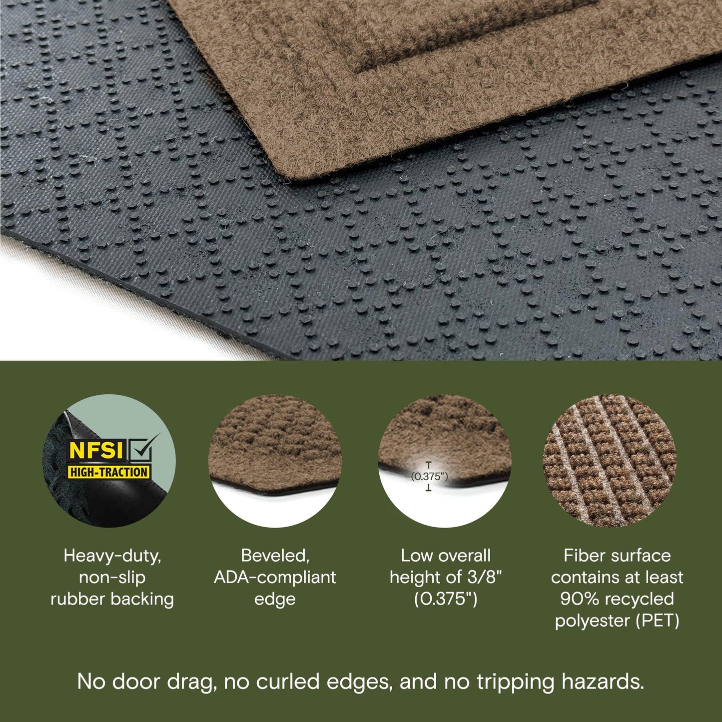WaterHog Squares Front Door Mat Indoor Outdoor Entrance, Absorbent All-Weather Doormat with Non-Slip Rubber Backing, Dirt & Moisture Trapper, Low Profile, Easy Clean, Made in USA, 23"x35.5" Dark Brown