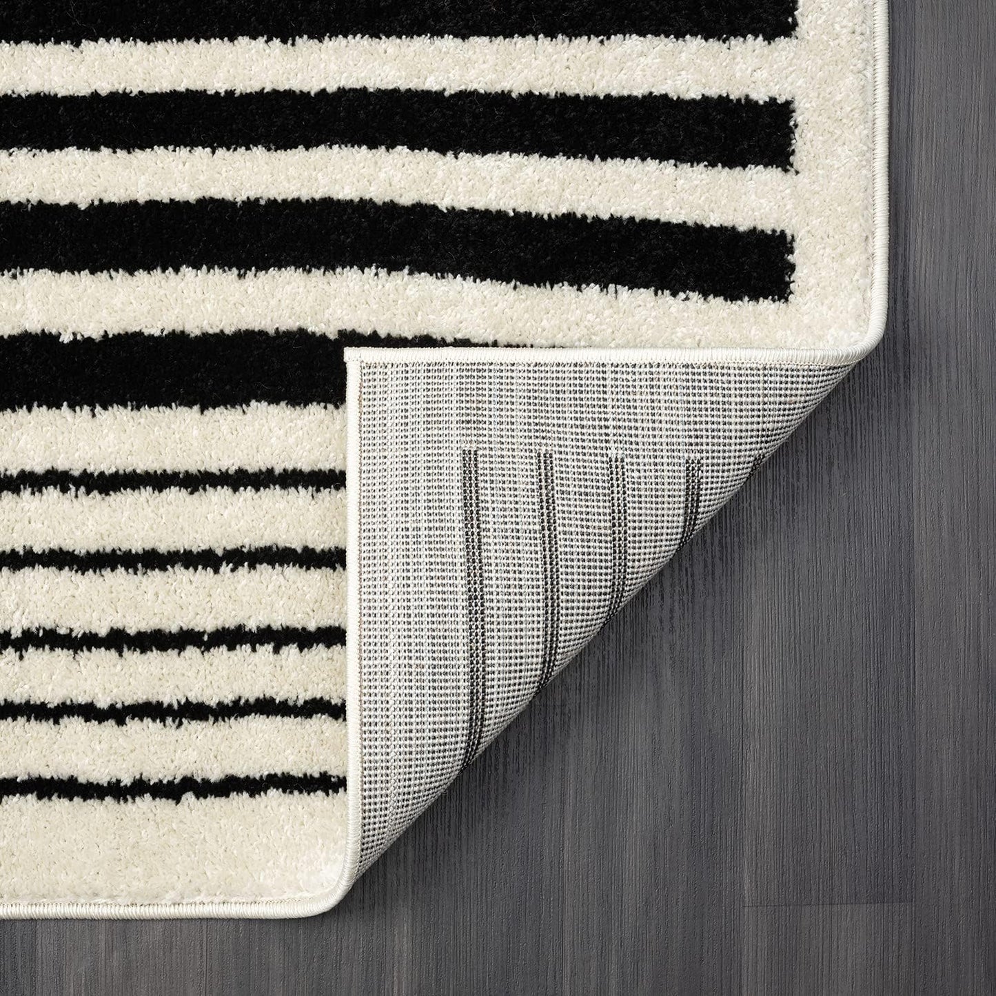 Abani Geometric Beige/Black Area Rug -5'3" x 7'6"- Modern 3D Lines Design - Deco Collection - Easy to Clean - Durable for High Traffic Areas -Living Room, Dining Room - Medium Pile