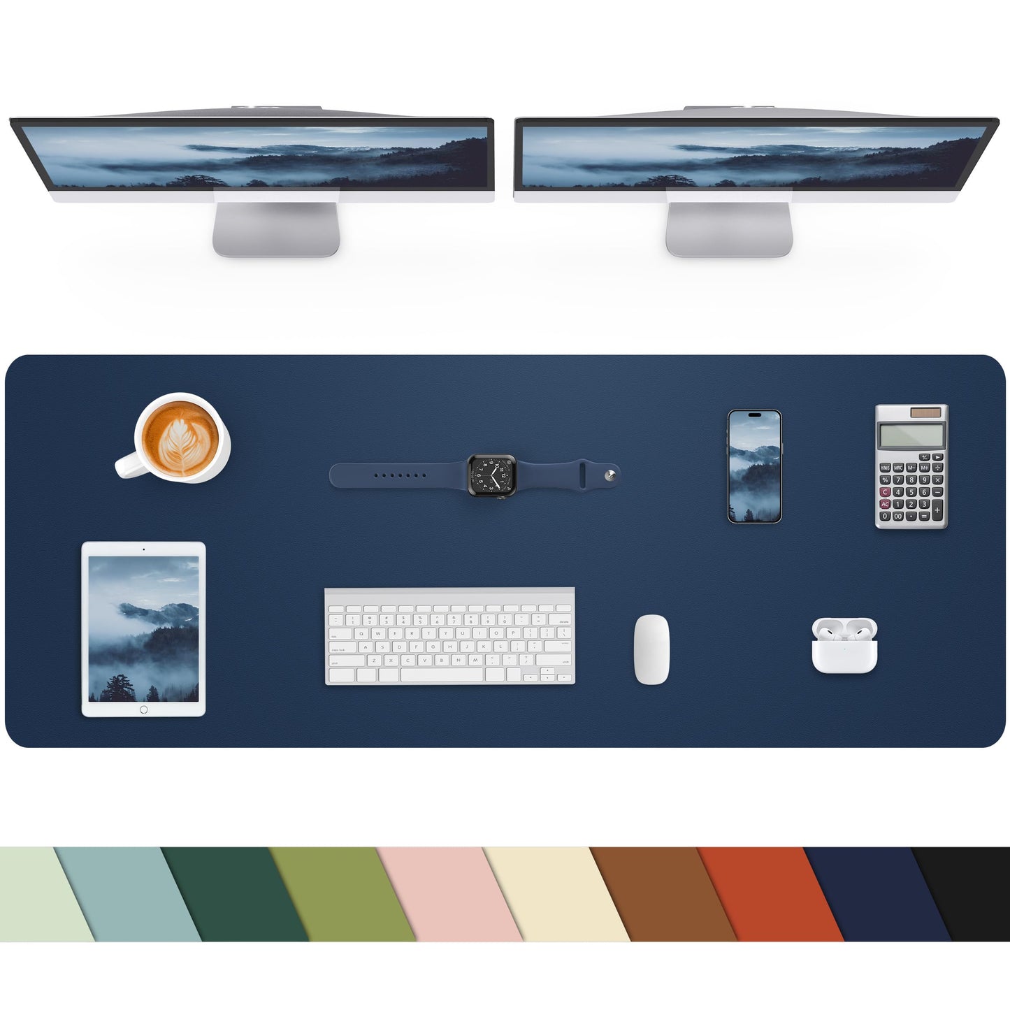 Large Desk mat, Leather Desk Pad Protector,Office Desk Mat,Mouse Pad, Non-Slip Desk Blotter, Laptop Desk Pad, Waterproof Desk Writing Pad for Office&Home (Midnight Blue, 55" x 17")