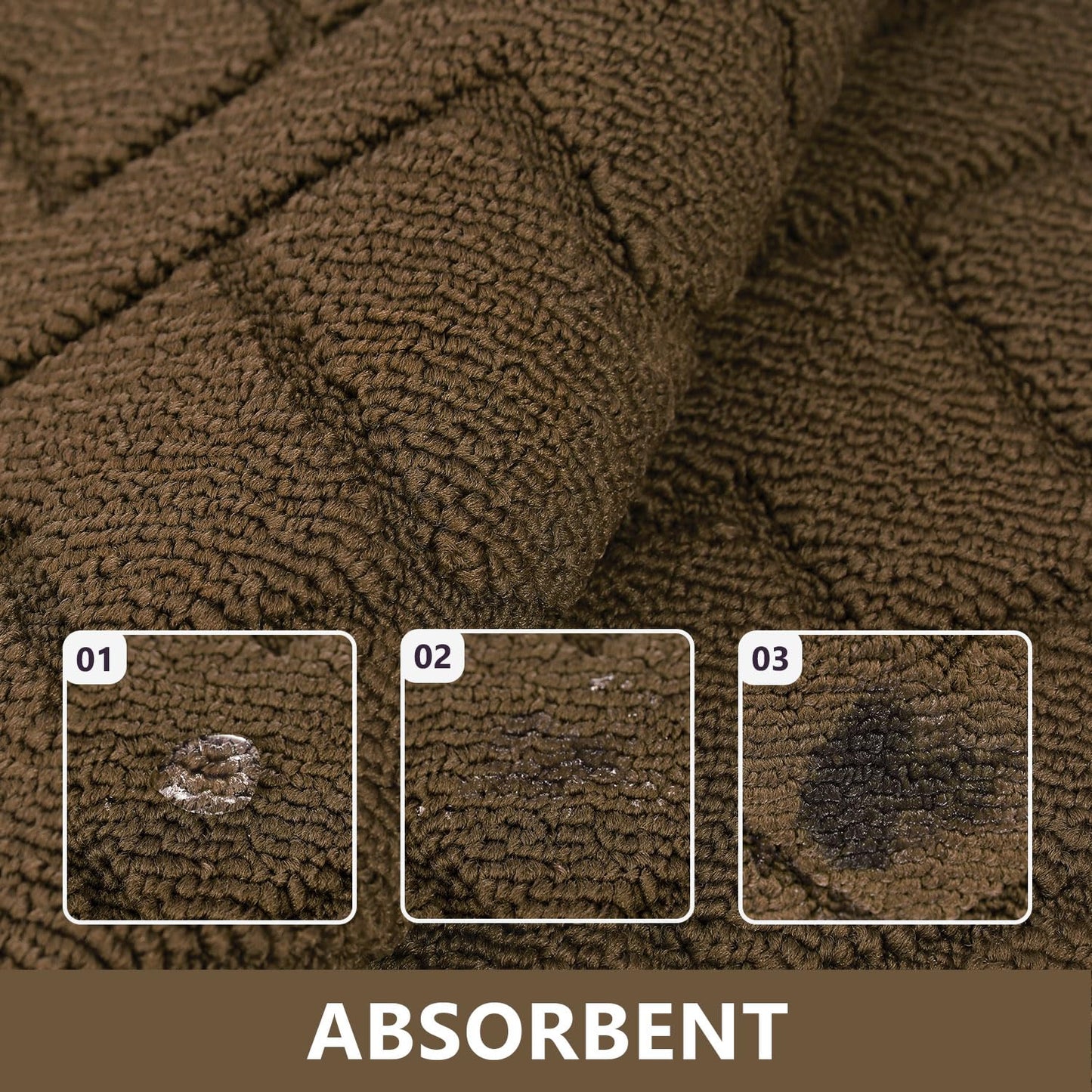 hicorfe Kitchen Runner Rugs and Mats Sets,2 Pieces Absorbent Non-Slip Kitchen Rug,Comfort Kitchen Mat for Floor,Washable for Kitchen,Hallway,Office,Sink,Laundry(20"x48"+20"x32",Dark Brown)