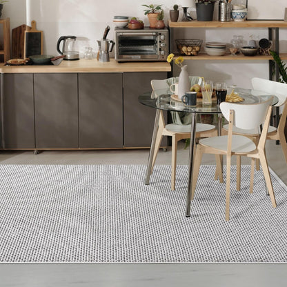LUXE WEAVERS Solid Machine Woven White Dark Gray 4x6 Area Rug, Indoor Stain-Resistant Carpet