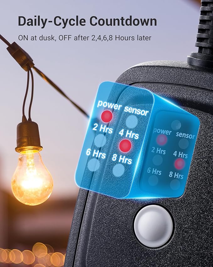 DEWENWILS Outdoor Timer for Lights, Waterproof Outlet Timer with 2 Grounded Electrical Outlets, 15A 1/2HP, UL Listed
