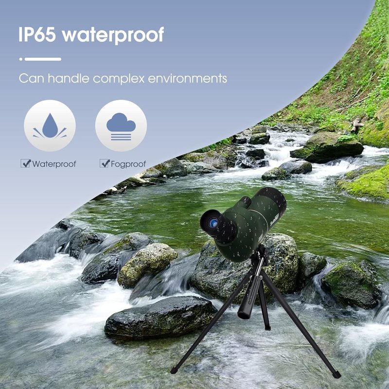 SVBONY SV28 Spotting Scope - 15-45x50mm Zoom Lens, Waterproof & Fogproof for Bird Watching | Tripod & Phone Adapter Included