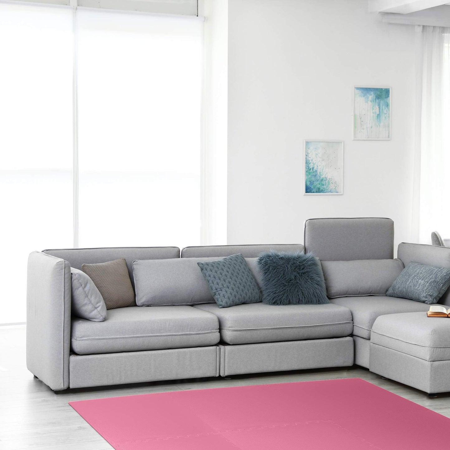 We Sell Mats 1/2 Inch Thickness Multipurpose EVA Foam Floor Tiles, Interlocking Floor Mat for Indoor Gym and Home Use, 24 in x 24 in, Pink, 48 Square Feet (12 Tiles)