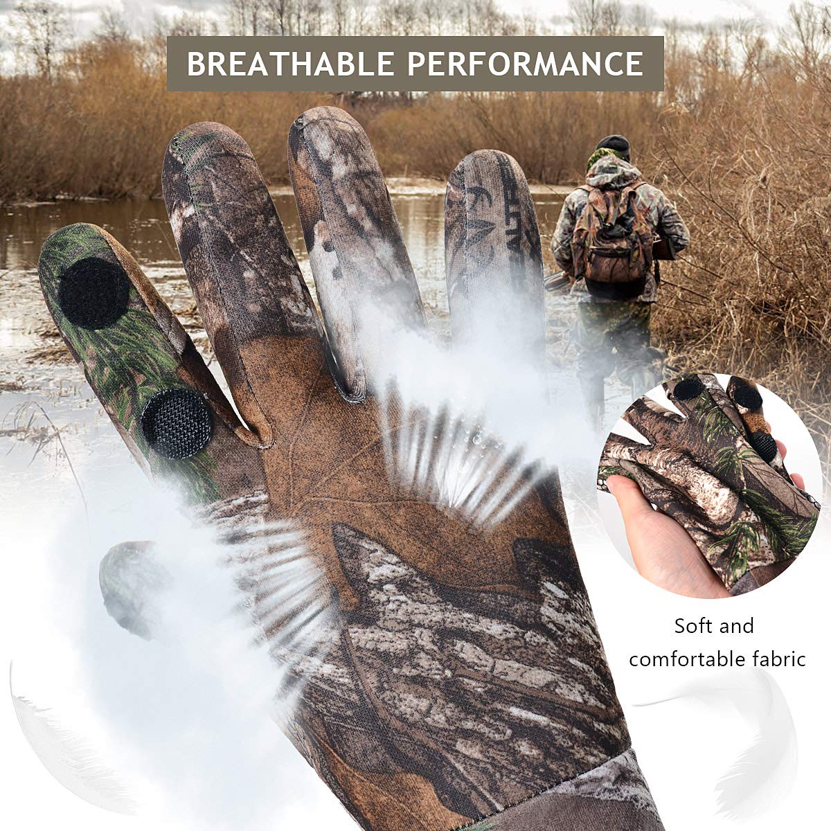 EAmber Camouflage Hunting Gloves Full Finger/Fingerless Gloves Pro Anti-Slip Camo Glove Archery Accessories Hunting Outdoors (M) (L) (L)