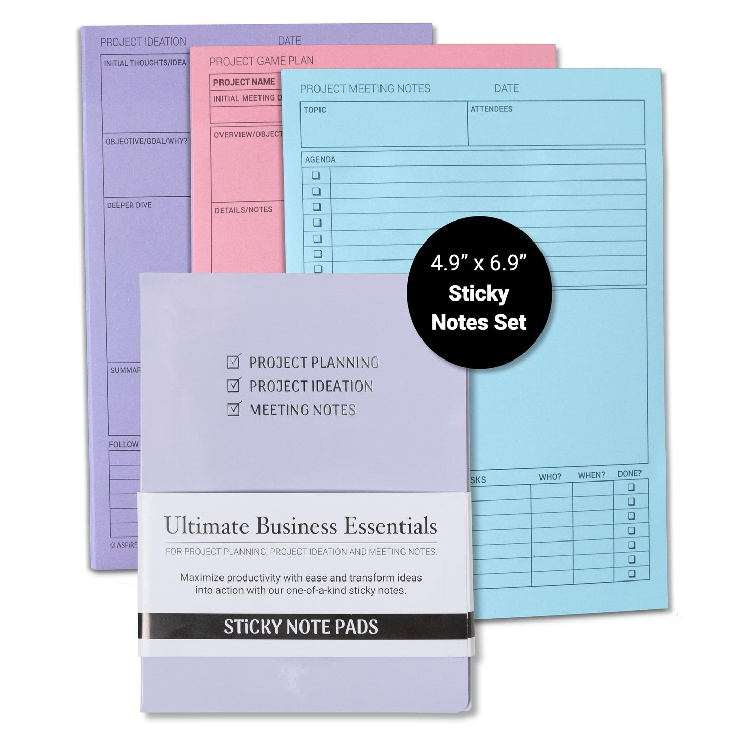 Project Planner Kit & Meeting Notebook for Work – 90 Large Sticky Notes for Organization,Meetings,Work/Project Management, Business Professionals & Work Planners