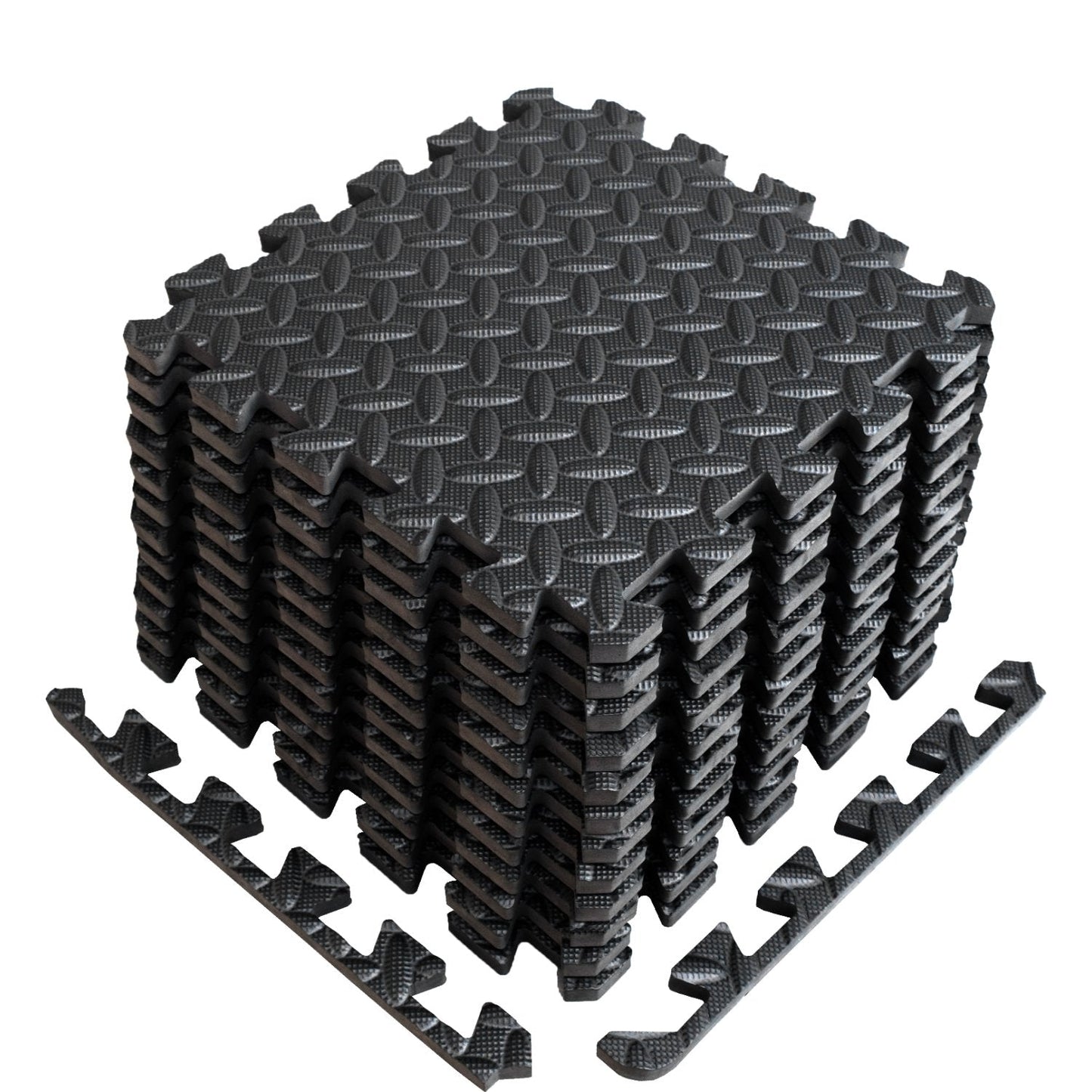 A2ZCARE Puzzle Exercise Mat with EVA Foam Interlocking Tiles - Interlocking Floor Mats for Gym Equipment - Ideal for Home Gym, Aerobic, Yoga and Pilates (Gray (12pcs with Border Tiles))