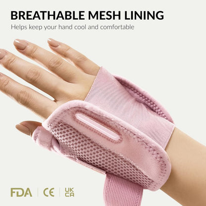 BraceUP Thumb Splint Brace Right Left Hand Women and Men, Spica Splint, CMC Thumb Brace with Thumb Support, for Arthritis, Tendonitis, Carpal Tunnel Pain Relief and Thumb Sprain (Pink)