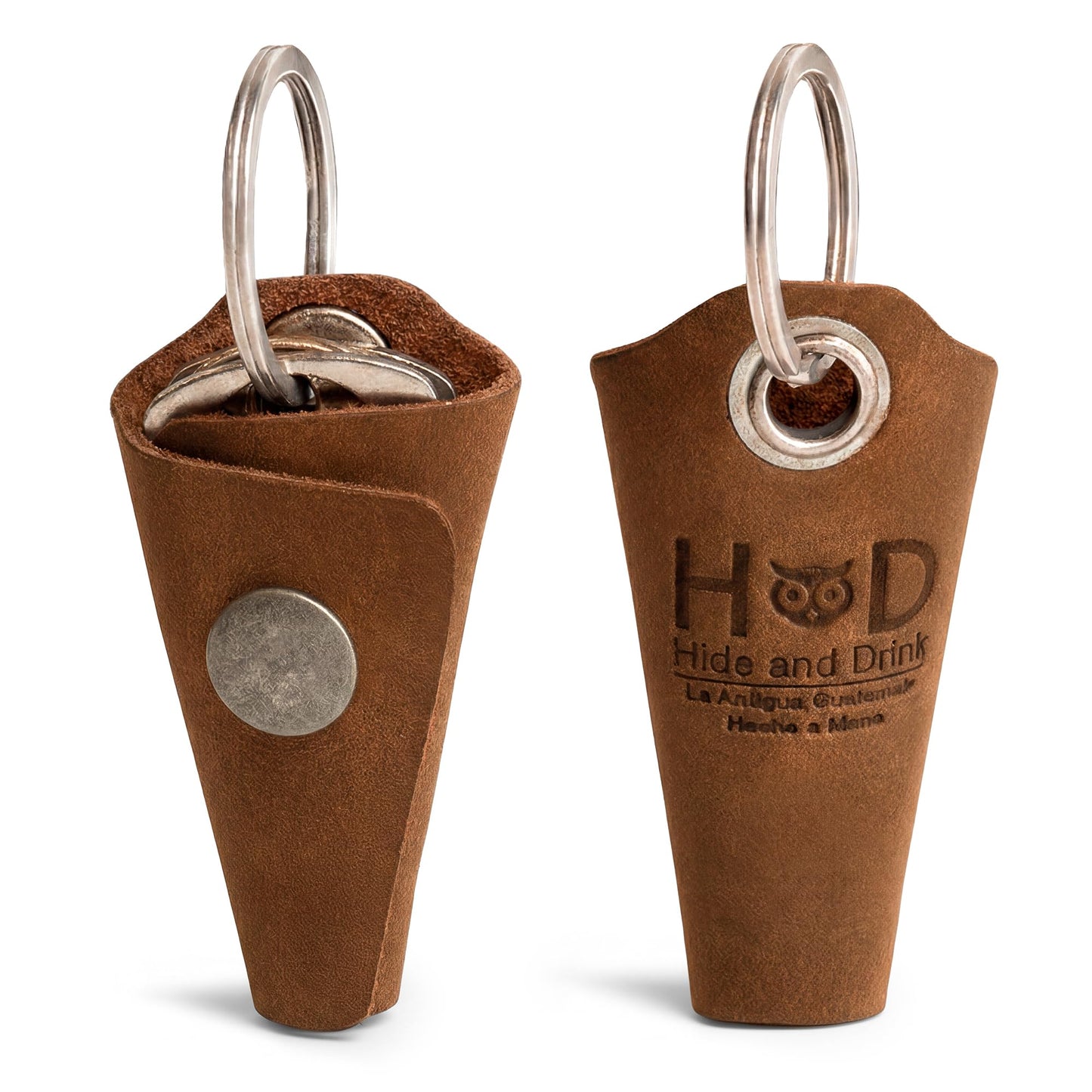 Hide & Drink Full Grain Leather Wrap Keychain, Organizer Snap Closure, Key Ring Cover, Silencer Sleeve Key Holder for Men (Swayze Suede)