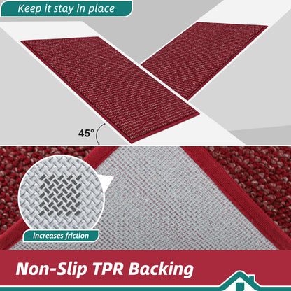 BEQHAUSE Kitchen Rugs 24"x36", Non-Slip Kitchen Mats for Floor, Super Absorbent and Stain Resistant Kitchen Rugs, Machine Washable Rugs for Kitchen, Hallway, Laundry & Sink, Red