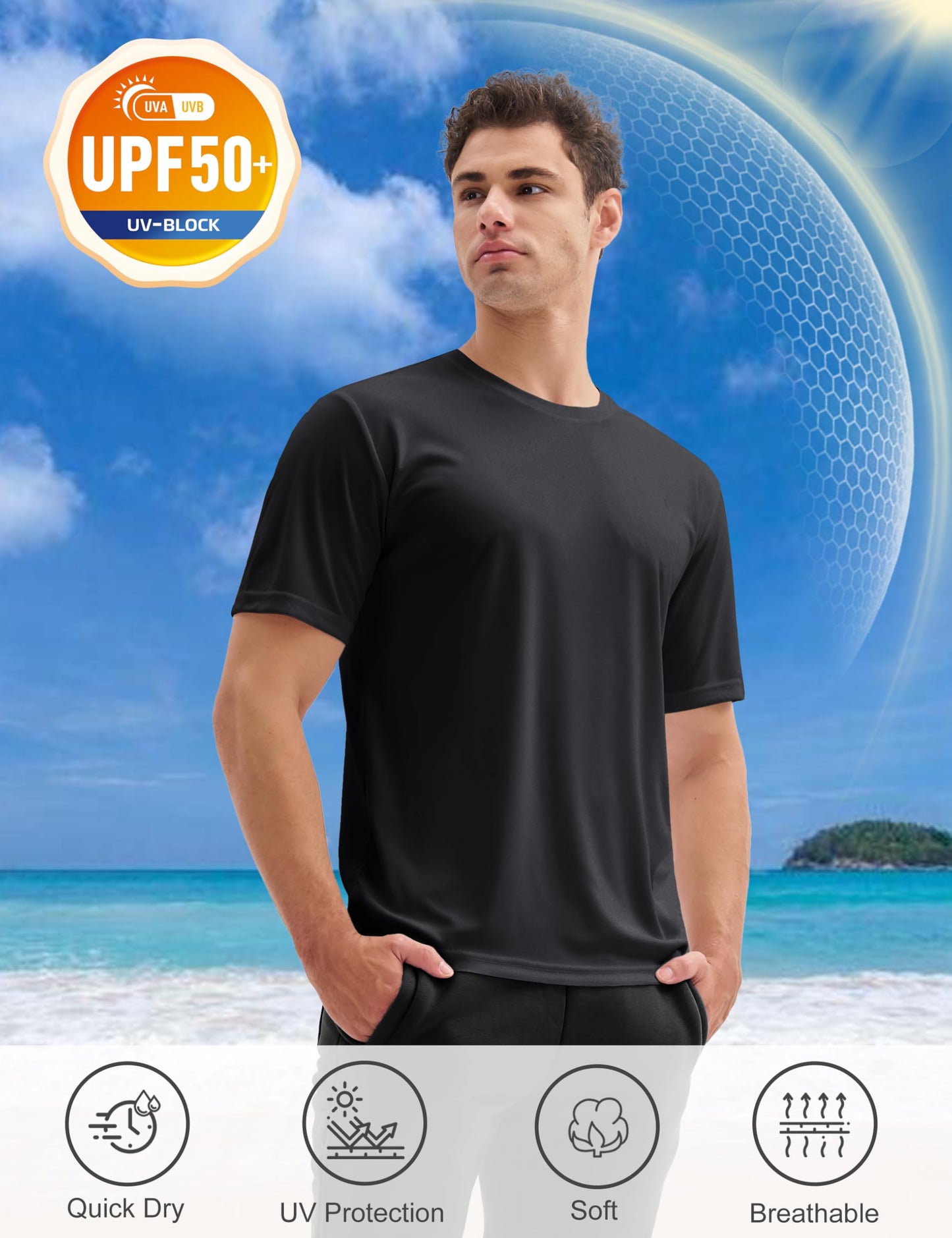 MAGCOMSEN 3 Pack Men's Short Sleeve Quick Dry Shirts Breathable for Workout
