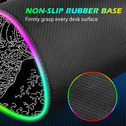 ToLuLu RGB Gaming Wireless Charging Mouse Pad, 5/7.5/10/15W 10 Light Modes LED Mouse Pad Computer Keyboard Mat Mousepad, 800x300x4MM Extended Large Desk Mat for Gaming, MacBook, Laptop, PC, Galaxy