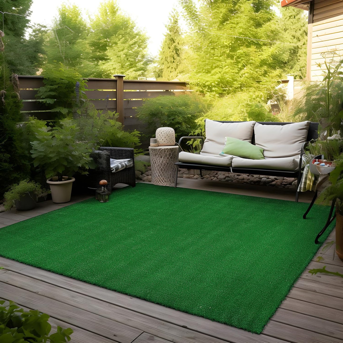 Rugshop Artificial Turf Solid Grass for Backyard, Garden, Patio, Balcony, Garage, Deck Indoor Outdoor Area Rug 5' x 7' Green