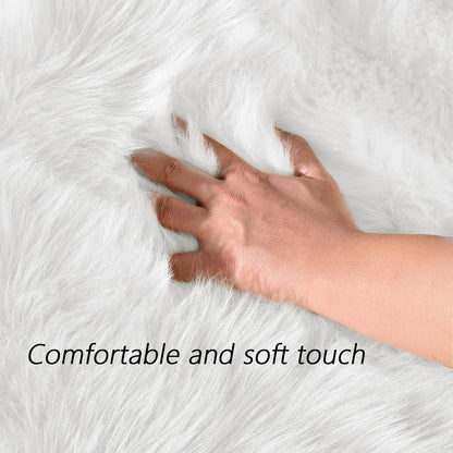 Latepis White Faux Fur Sheepskin Rug 4x6 for Living Room, Fuzzy Rugs Fluffy Washable Rug for Bedroom, Playroom, Luxury Room Decor, Rectangle