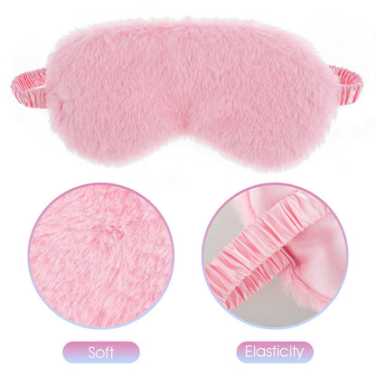 2 Pack Plush Sleeping Eye Mask Soft Plush Eye Mask Fuffy Eye Cover Comfortable Sleep Mask Blindfold Rainbow Faux Fur Eye Shade for Women, Men and Kids Travel Nap Sleeping 565488_2_3pL1H9vJ3