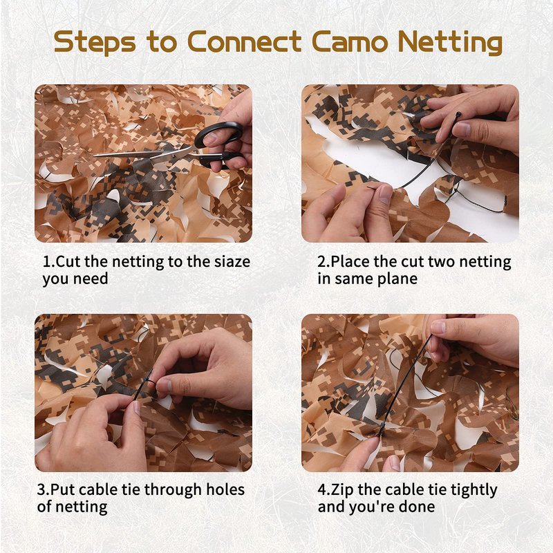 Sposuit Desert Camo Net Camouflage Netting 10 x 10ft - Oxford Fabric Camouflage Nets Military Surplus - Hunting Blind for Deer Stand, Party Supplies Decorations