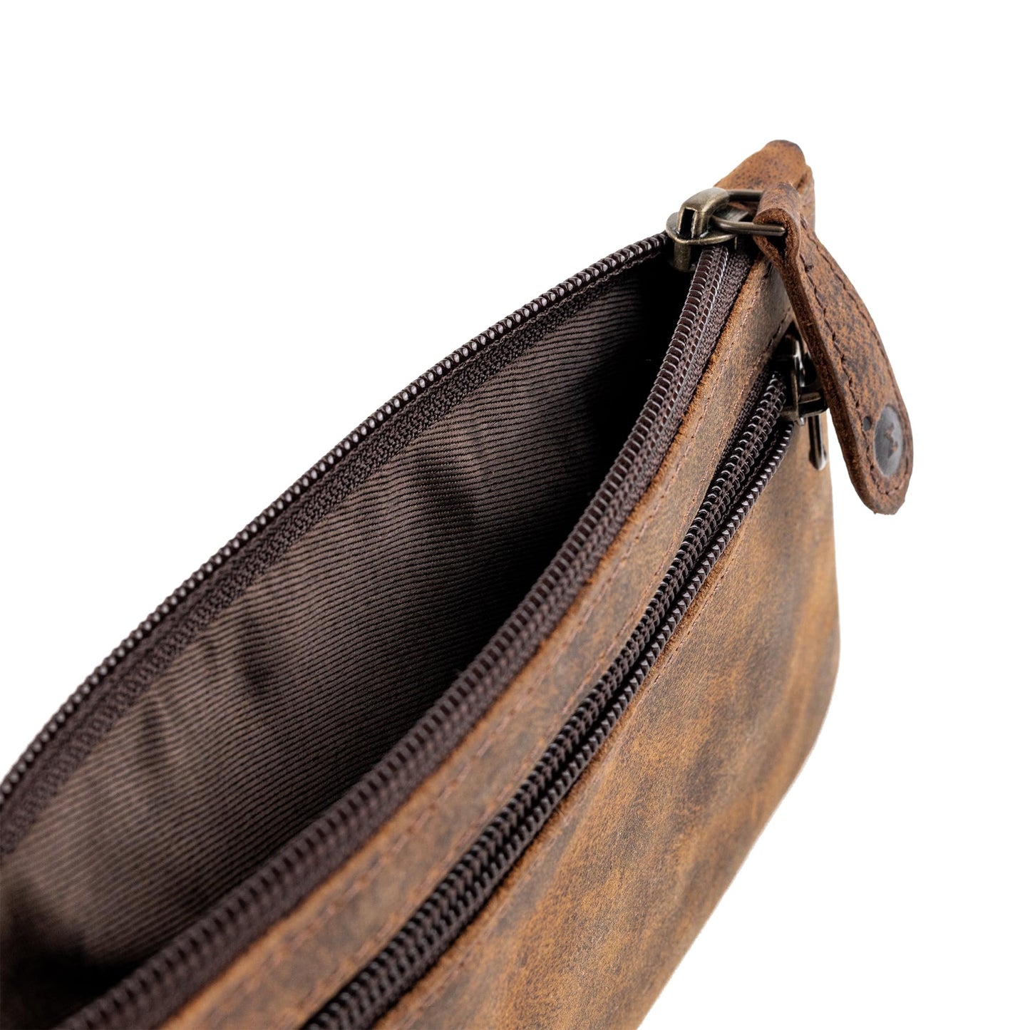 moonster Leather Pencil Case Pouch 8" x 4" - Leather Pen Case with Zipper