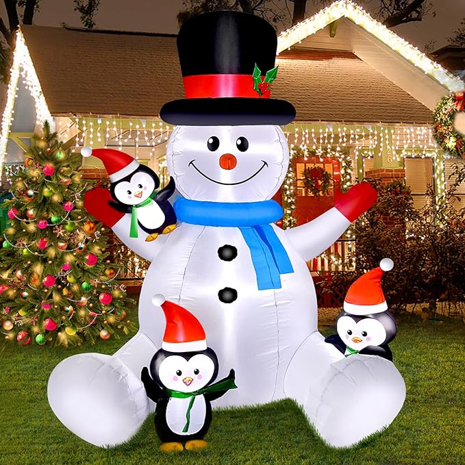6 FT Christmas Snowman & Penguin Inflatable Blow Ups Outdoor Christmas Decorations with LED Lights for Indoor/Outdoor Yards, Gardens, Lawns