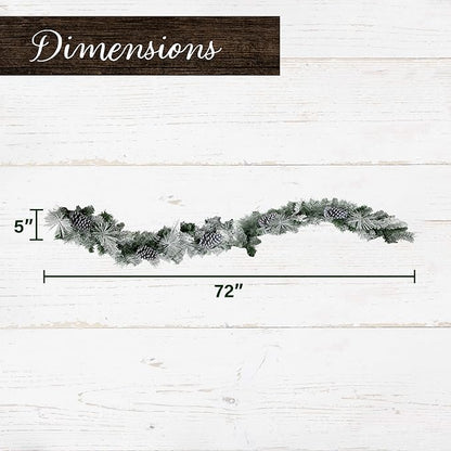 Fraser Hill Farm 24" Wreath and 6-Ft. Garland Set, Snow Flocked with Pinecones, FFCH002SET-0SN