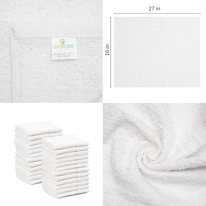 White 16x27 Inch Cotton Blend Economy Hand Towels Salon/Gym/Hotel Super use