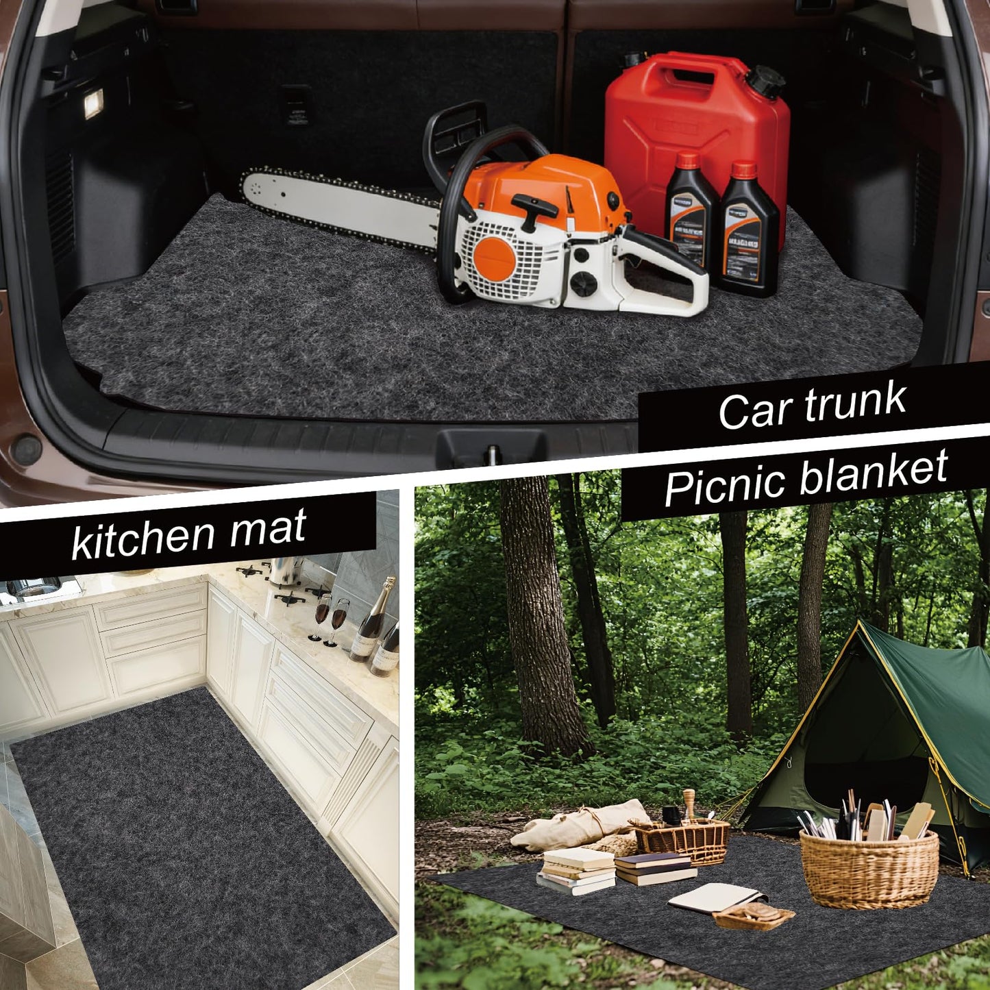 17' x 7.45' Garage Floor Mat for Under Car, Heavy-Duty Oil Spill Mat, Waterproof & Absorbent Garage Flooring, Non-Slip Protective Pad for Garage & Shop, Reusable & Washable with Adhesive Tape