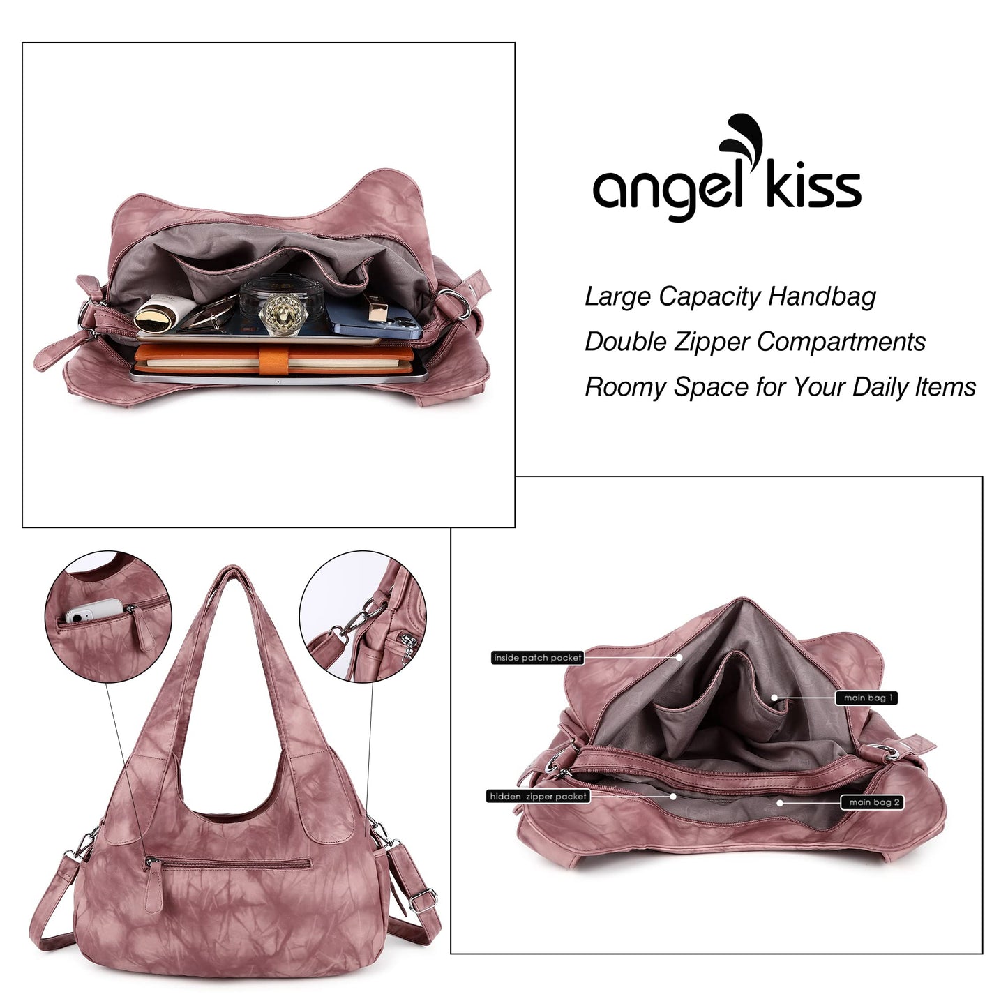 Angelkiss Hobo Purses and handbags for Women Satchel Handbag Women Purses Large Daily Shoulder Bags