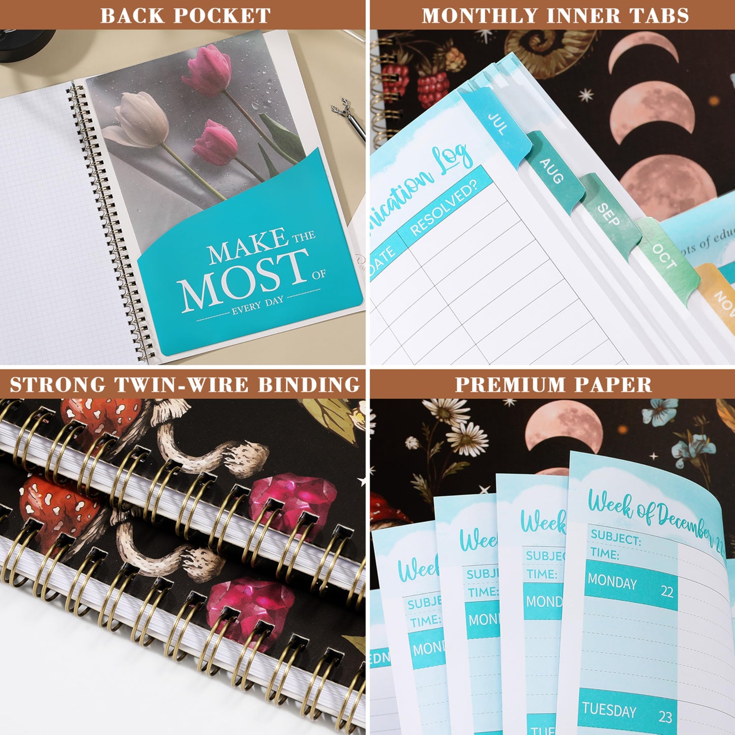 2026-2027 Teacher Planner, Lesson Planner 2026-2027, 8.5" x 11", July 2026 - Jun. 2027, Colorful Monthly Tabs, Inner Pocket