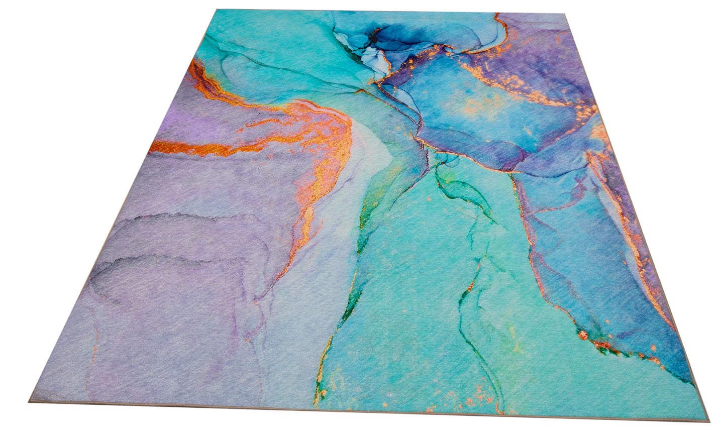 Abstract Washable Indoor Outdoor Rug, 5' x 7.6', Stain Resistant, Easy Clean, Teal Rug for Indoor/Outdoor Patio, Deck, Porch, Garden, Courtyard