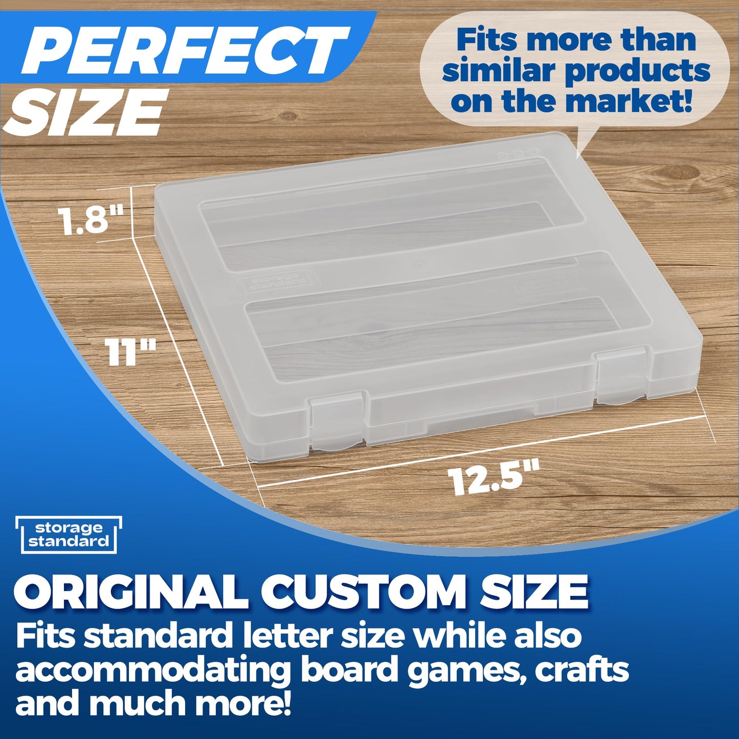 4-Pack Art & Craft Organizer Storage Case - Semi Transparent Stackable Plastic Craft Storage Container, Project Organizer Box Paper Custom Size Fit 8.5 x 11 Paper & More 12.4 x 10.8 x 1.7 In