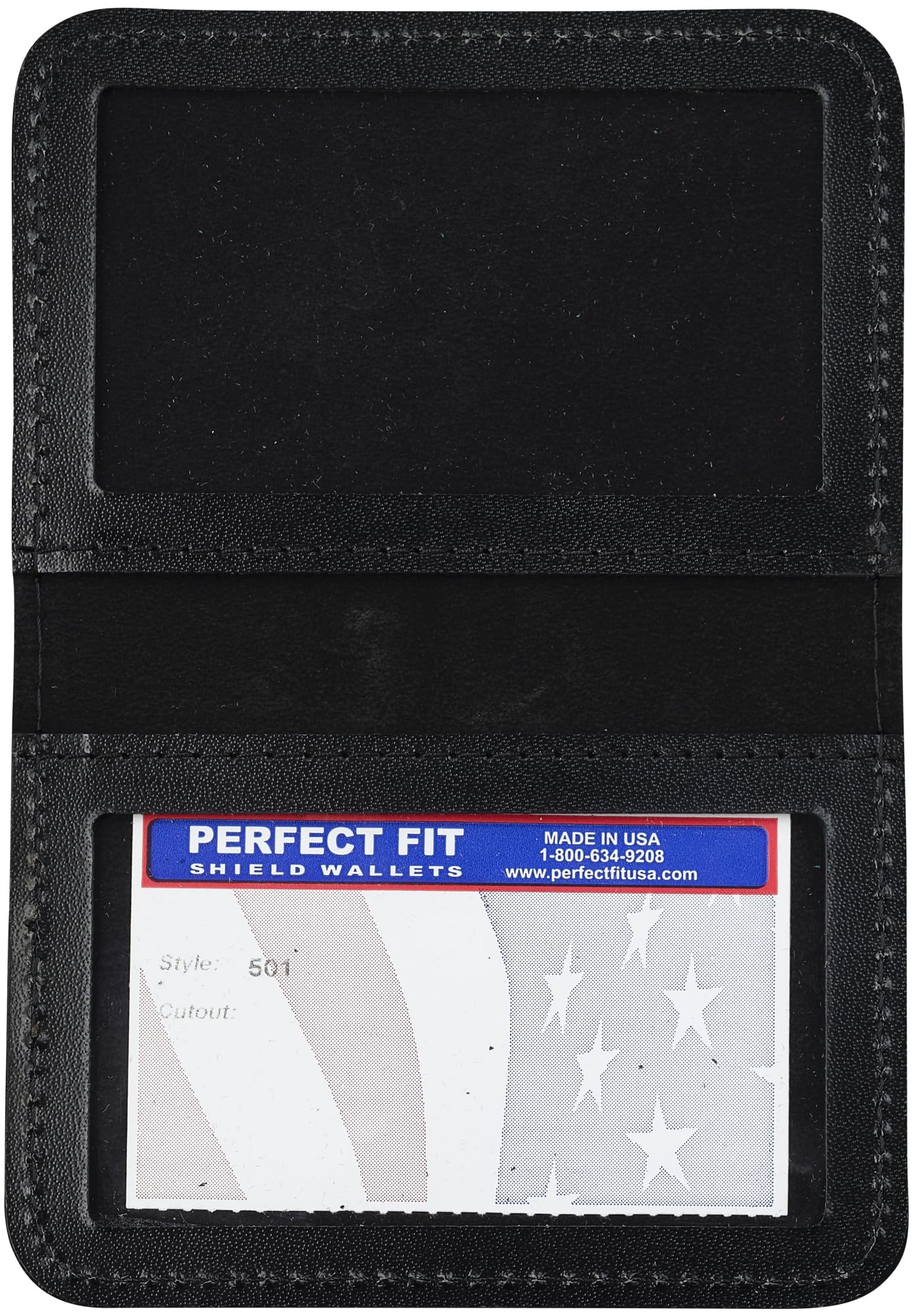 Perfect Fit Shield Wallets 2 ID Leather License Holder Bifold Double I.D. Credit Card Gun Permit Standard Card Size Slim Wallet (Black)