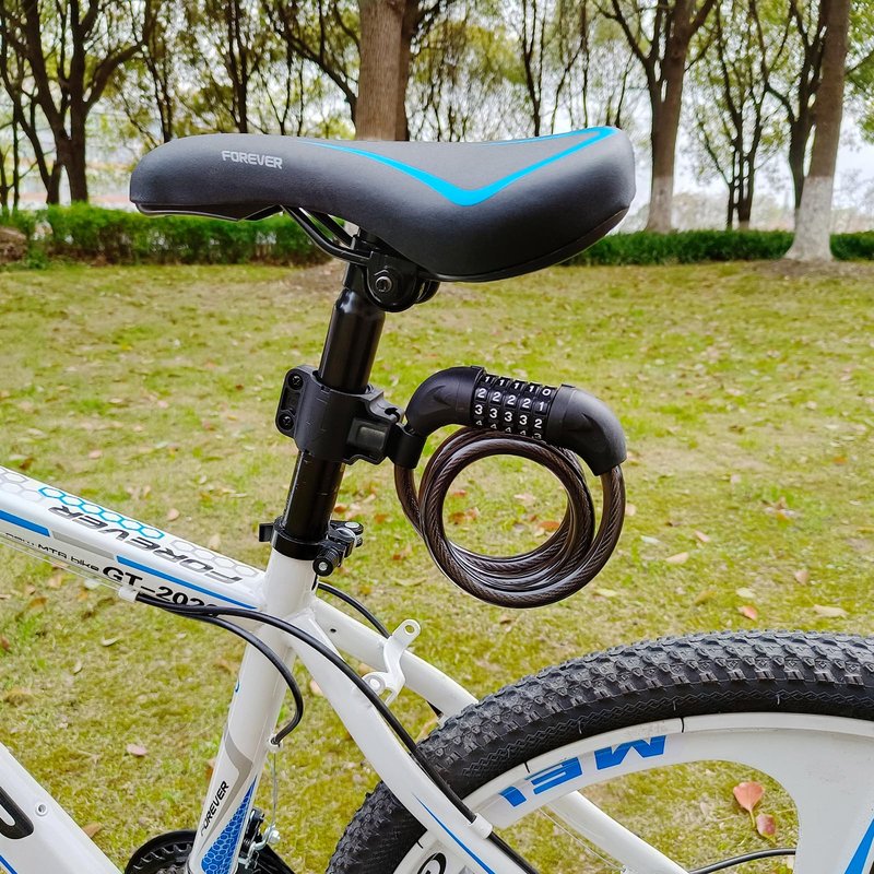 RYANGO Bike Lock, 4 Feet Bicycle Lock, Heavy Duty Anti Theft 5 Digit Combination Lock, Bike Cable Lock with Mounting Bracket, Bicycle Cable Lock for Road Bike Mountain Bike Scooter