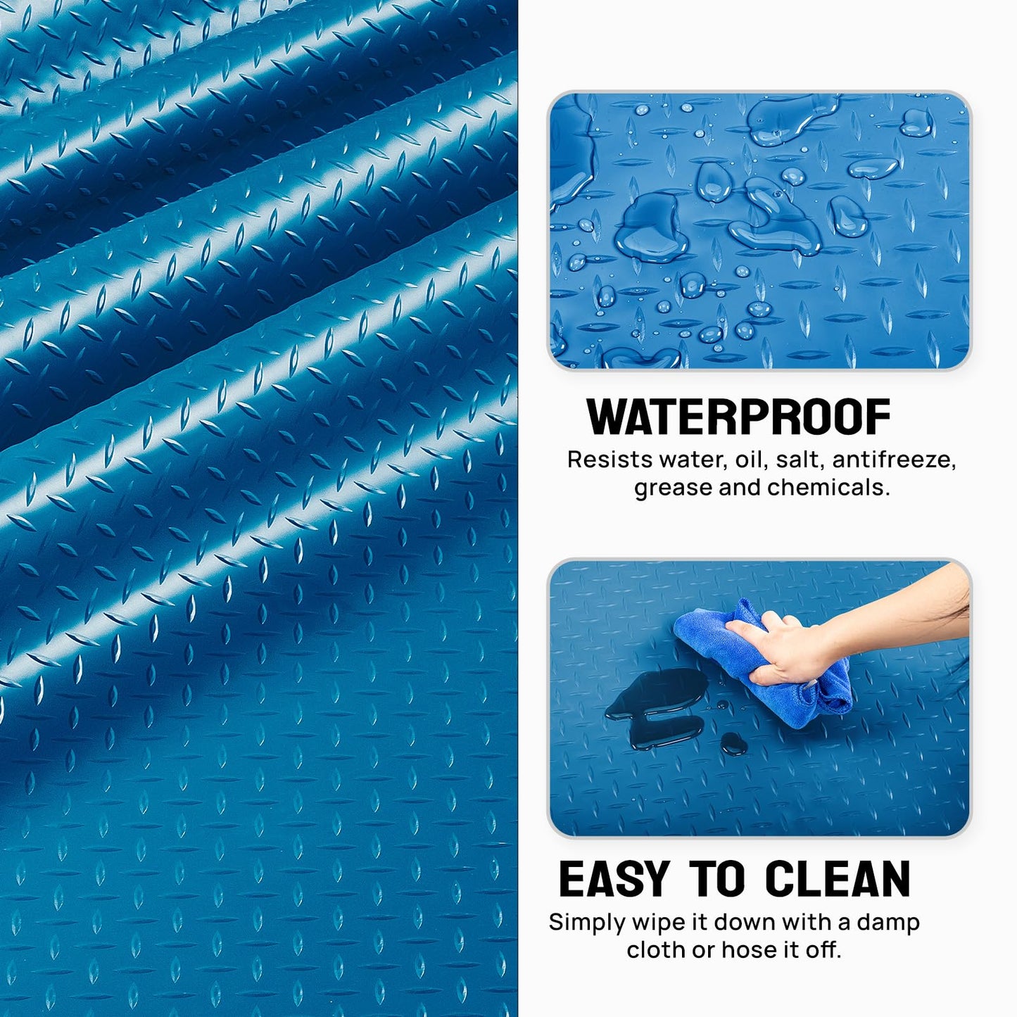 TUFFIOM 7.5 x 17 FT Garage Floor Mat, Thickened Diamond Plate PVC Garage Mats Flooring Roll for Under Car, Garage Car Parking Mats for Compact SUVS, Sports Car