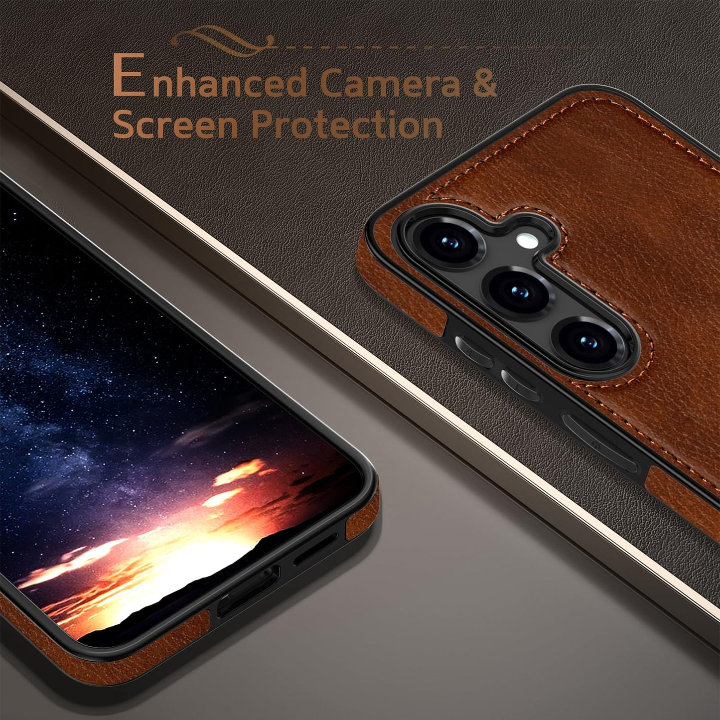 LOHASIC for Galaxy S25 Case, Classic Leather Vintage Texture Designed Full Body Protective Cover Phone Cases Compatible with Samsung Galaxy S25, 6.2 inch - Dark Brown