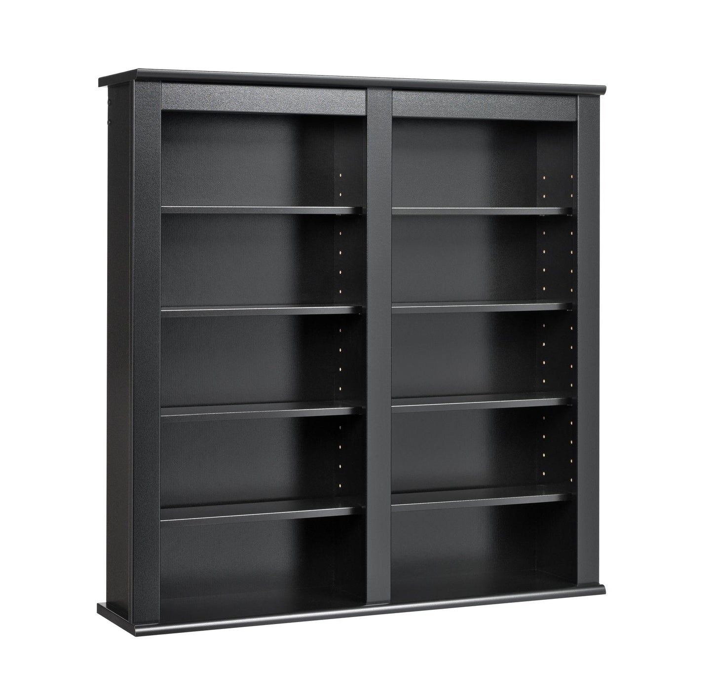 Prepac 2 Column Display Cabinet, Black Storage Cabinet with 8 Adjustable Shelves, Wall DVD Storage for Living Room 8.25" D x 32" W x 34" H