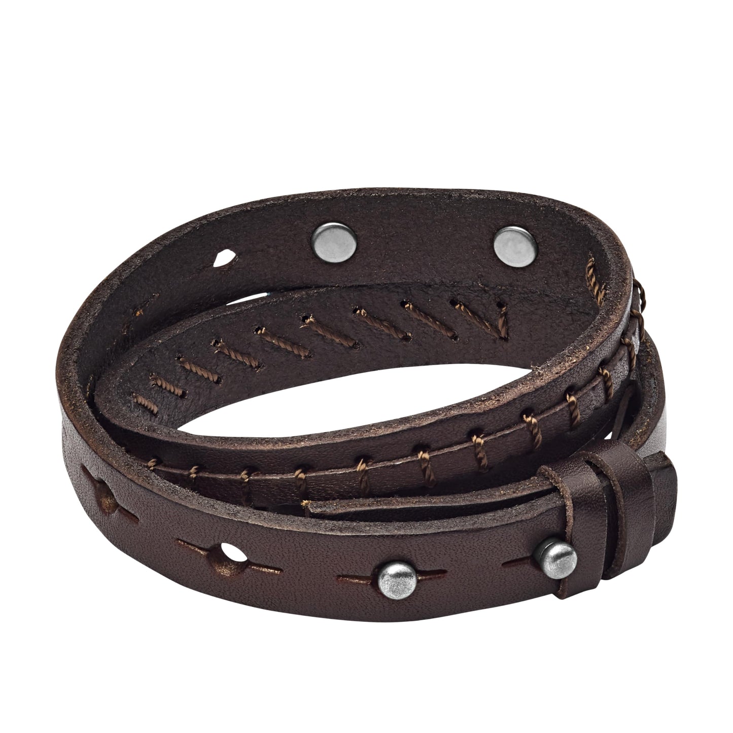 Fossil Men's Leather Bracelet, Color: Brown (Model: JF87354040)